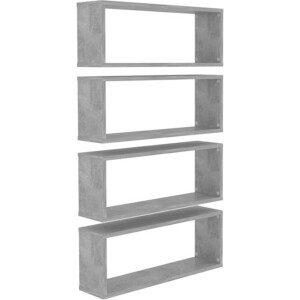 vidaXL - Wandschappen - kubus - 4 - st - 60x15x23 - cm - bewerkt - hout - betongrijs