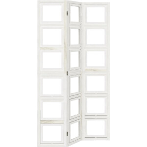 vidaXL - Kamerscherm - met - 3 - panelen - massief - paulowniahout - wit