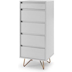 Ladekast Lucy Wit - MDF - Breedte 45 cm - Hoogte 110 cm - Diepte 40 cm - Met lades - Zonder deuren