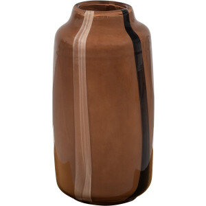 WOOOD Selena Vaas Met Streep Decoratie - Glas - Bruin - 35x18x18 cm