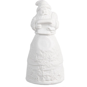 Clayre & Eef Kerstdecoratie met LED-verlichting Kerstman Ø 5x11 cm Wit Porselein
