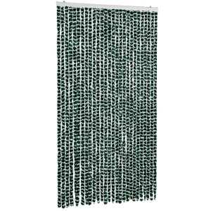vidaXL - Vliegengordijn - 118x220 - cm - chenille - groen - en - wit