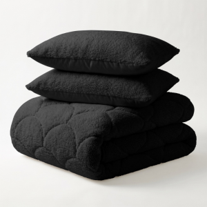 1+1 Gratis Wasbaar Easy Dekbed Zonder Overtrek - Winter Teddy - Zwart - Dekbed-Discounter.nl
