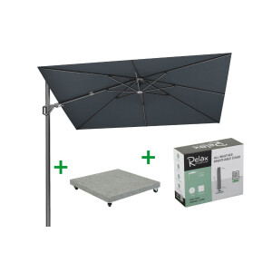 Combideal Platinum Zweefparasol Challenger Premium T2 Faded Black 260 x 350 cm