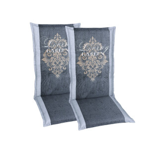 GO-DE Textil Tuinkussen (Stoelkussens voor stoelen met een lange rugleuning, Grijs)