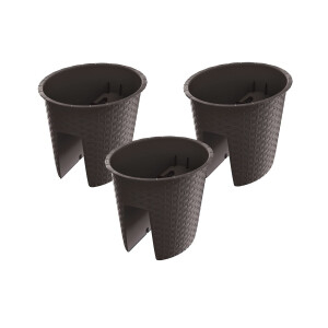 Prosperplast 3 railing bloempotten (Ovaal, Bruin, 29,8 x 24,2 x 22,5 cm)