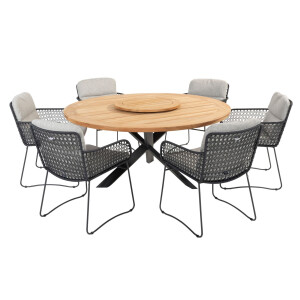 Taste by 4 Seasons Diningset Prado Aprilla Antraciet 7-delig Teak Ø160 cm