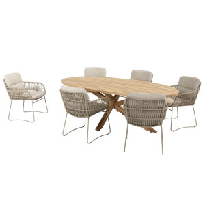 4 Seasons Outdoor Diningset Prado Ellips Murcia Ovaal 7-delig Teak 240 x 115 cm