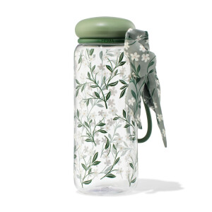 HEMA HEMA Drinkfles 700ml Bloemen Met Sjaaltje (semi transparant)