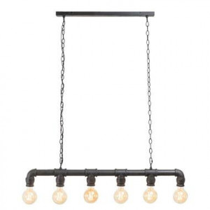 Hanglamp Jesse 6 lamps - zwart - 17,5x85x8 cm - Leen Bakker