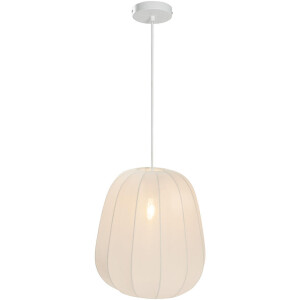 20% korting - Leen Bakker - Hanglamp Fenne - Metaal - E27 - 150xØ35 Cm - Stof/Metaal - Wit