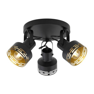 Leen Bakker - 3-spot Diego - E14 - Metaal - Zwart - H15 Cm