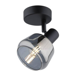 Leen Bakker - Spot Noah - Smoke Glas - E14 - Metaal/Glas - Zwart