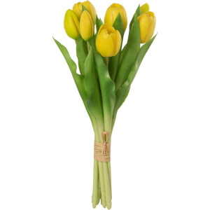 J-Line boeket Tulpen 5 stuks - kunststof - geel - small