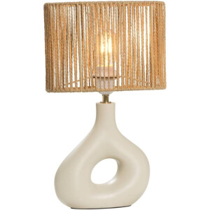 Leen Bakker - Tafellamp Reva - Naturel - E27 - 42x26x13,5 Cm - Keramiek - Bruin#Wit - 13.5x26x42 Cm