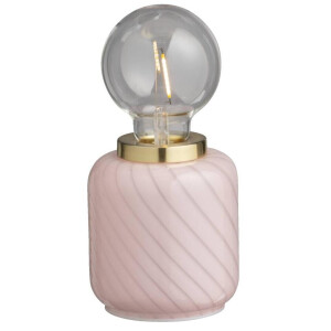 2e Halve Prijs Leen Bakker - Tafellamp Malaga LED - 20xØ10 Cm - Glas - Roze