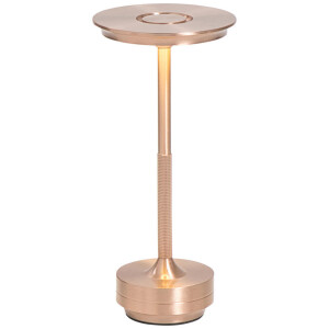 Leen Bakker - Tafellamp Lux Rosegoud USB LED - 27,5x13x13 Cm - Metaal - Roze