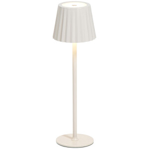 Leen Bakker - Tafellamp Scotti Offwhite USB LED - Metaal - Wit - 11.5x11.5x38 Cm