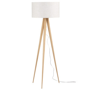 Leen Bakker - Vloerlamp Gaia - Naturel - Ø50x150 Cm - Metaal/Stof - Crème