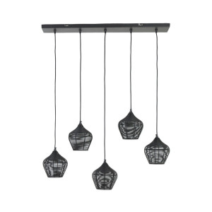 Light & Living Hanglamp 'Alvaro' 5-Lamps, kleur Mat Zwart