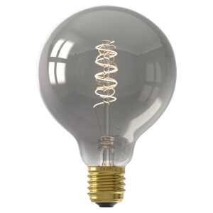 Leen Bakker - Calex LED Globe - G95 - Titaniumkleur - E27 - 4W - 136LM - Dimbaar - Glas - Grijs - H14 Cm