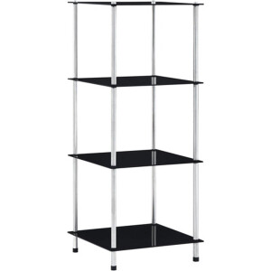vidaXL - Kastje - 4-laags - 40x40x100 - cm - gehard - glas - zwart