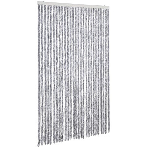 vidaXL - Vliegengordijn - 118x220 - cm - chenille - wit - en - grijs