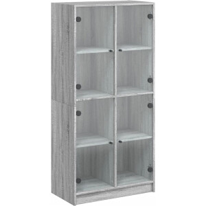 vidaXL - Hoge - kast - met - deuren - 68x37x142 - cm - bewerkt - hout - grijs - sonoma