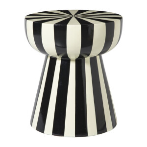 Bijzettafel stripes - beige/zwart - ø40x45 cm