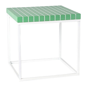 Bijzettafel checks met metalen frame - groen - 36x36x36 cm