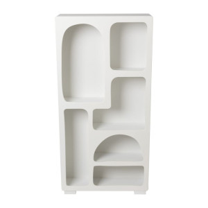 6 vakkenkast Zaha organic hoog - MDF - wit - 134x66x20 cm