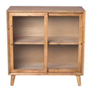 Kast vintage met schuifdeur - bruin - 81.5x80x38 cm