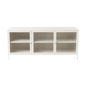 Dressoir Luca met geribbeld glazen deurtjes - offwhite - 50x120x42 cm