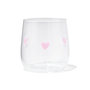 HEMA HEMA Glas 360ml Glas Hartjes - 2 Stuks