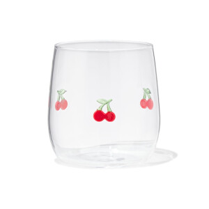 HEMA HEMA Glas 360ml Kersjes - 2 Stuks
