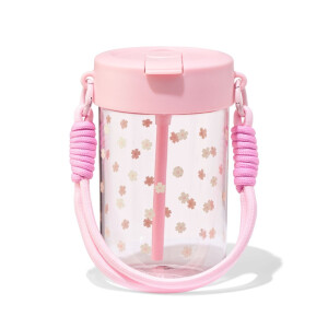 HEMA HEMA Waterfles 400ml Met Bandje Bloemen