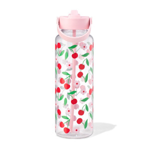 HEMA HEMA Waterfles 1150ml Met Rietje Kersen