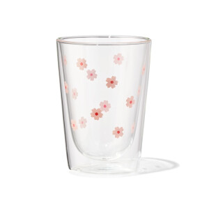 HEMA HEMA Dubbelwandig Glas 350ml Bloemen
