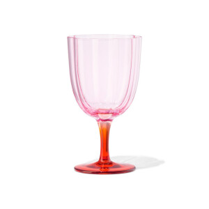 HEMA HEMA Wijnglas 190ml Bloemvorm Roze