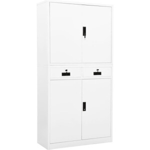 vidaXL - Kantoorkast - 90x40x180 - cm - staal - wit