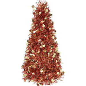 Clayre & Eef Kerstdecoratie Kerstboom Ø 12x27 cm Goudkleurig Kunststof