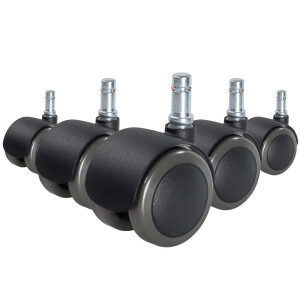 5x ROLO FIX 11mm/50mm Harde bodem - Bureaustoelwielen Zwart