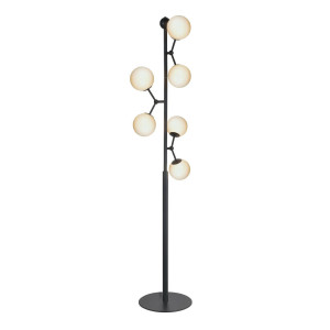 Halo Design Vloerlamp 'ATOM' kleur Zwart / Opaal