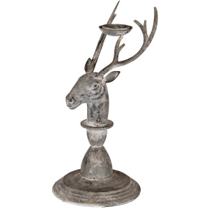 Clayre & Eef Kandelaar Hert 17x14x30 cm Grijs Metaal