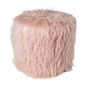 Poef fluffy - roze - 38x42x42 cm