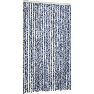 vidaXL - Vliegengordijn - 118x220 - cm - chenille - blauw - en - wit