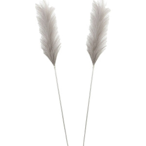 House of Seasons Pluimgras losse steel/tak - 2x - zilvergrijs - 104 cm - Decoratie kunst bloemen