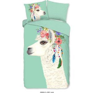 Good Morning dekbedovertrek lama - 1 persoons 140x200/220 cm - Mint - 100% Katoen renforce