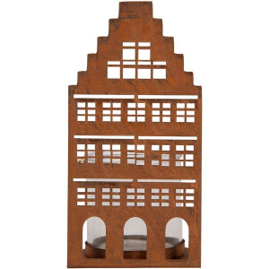 Clayre & Eef Waxinelichthouder Huis 10x10x20 cm Bruin Metaal