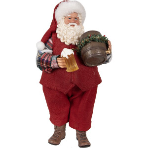 Clayre & Eef Beeld Kerstman 28 cm Rood Kunststof